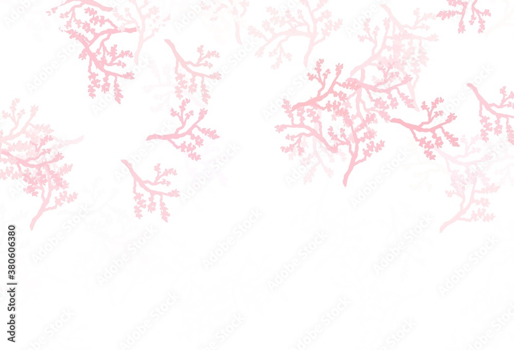 Light Red vector doodle pattern with sakura.