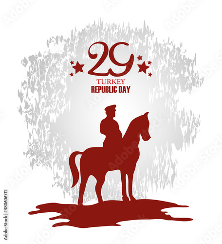 turkey republic day, soldier riding in the horse silhouette design