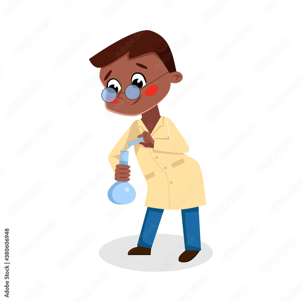 Boy Scientist Character Doing Experiment, Kids Hobby or Future Profession Concept Cartoon Style Vector Illustration Boy Scientist Character Doing Experiment, Kids Hobby or Future Profession Concept Cartoon Style Vector Illustration