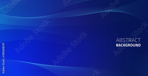 3D abstract dark blue background with dots pattern vector design, technology theme, dimensional dotted flow in perspective, big data, nanotechnology