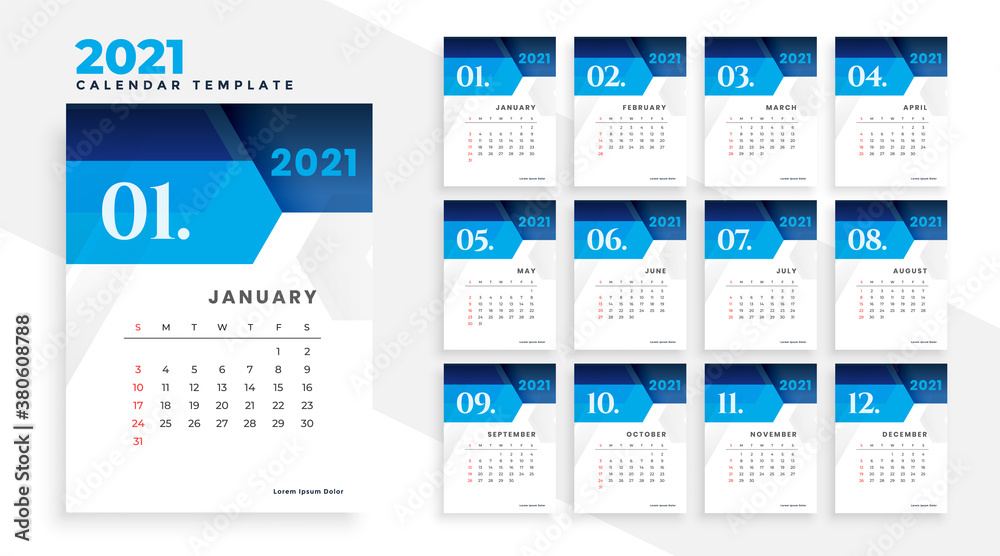 2021 geometric style modern blue business calendar design 2021 geometric style modern blue business calendar design