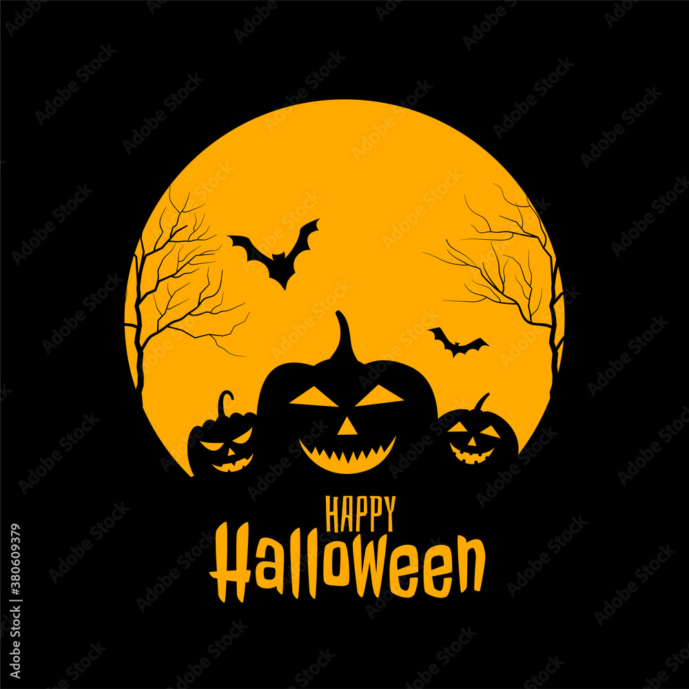 happy halloween scary black and yellow card design
