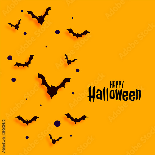 flat style yellow happy halloween card design