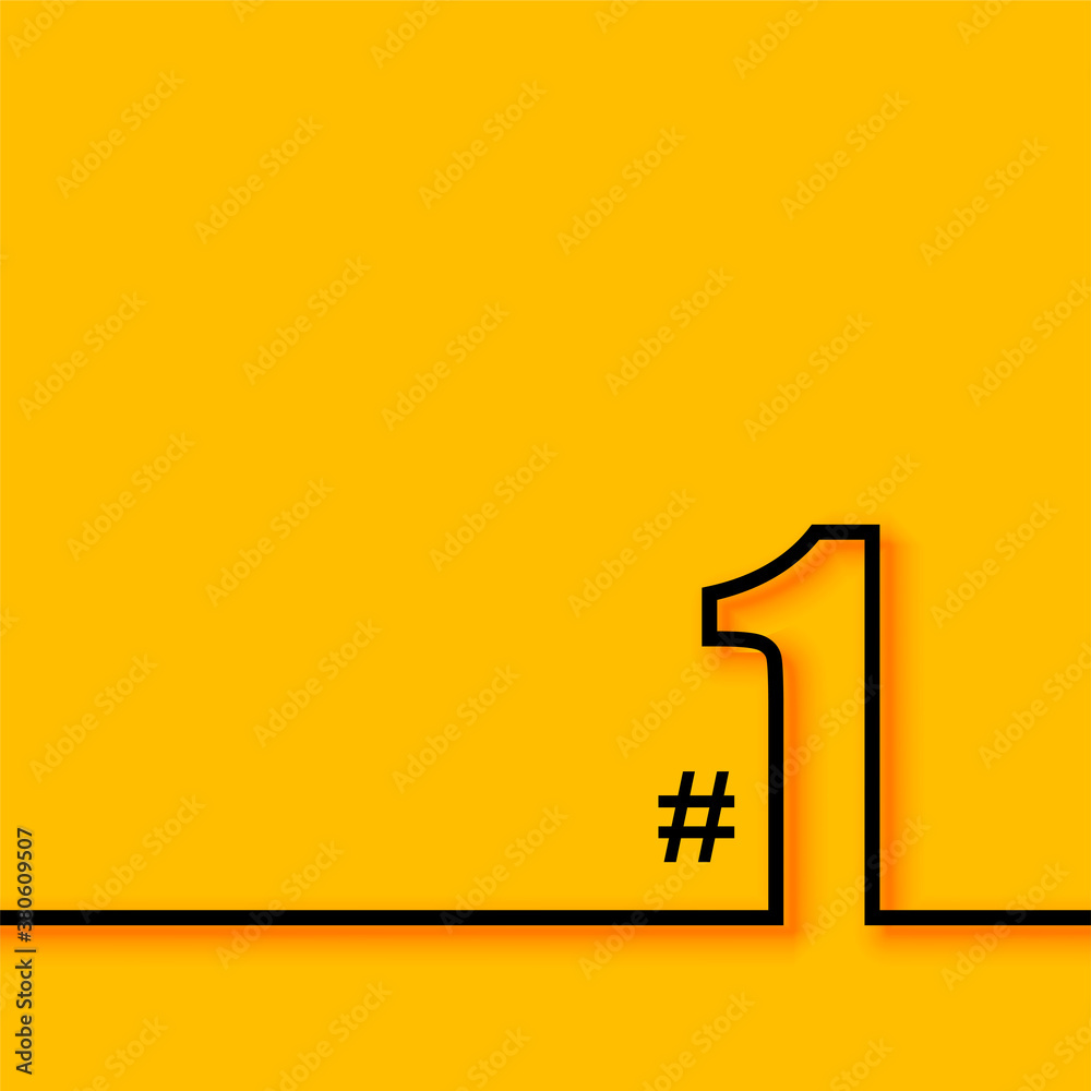 line style number one yellow background design - obrazy, fototapety, plakaty 