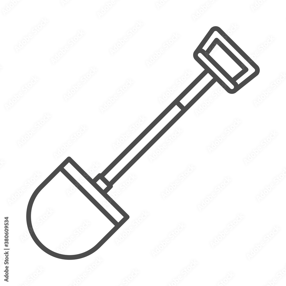 gardening, shovel with handle tool line icon style
