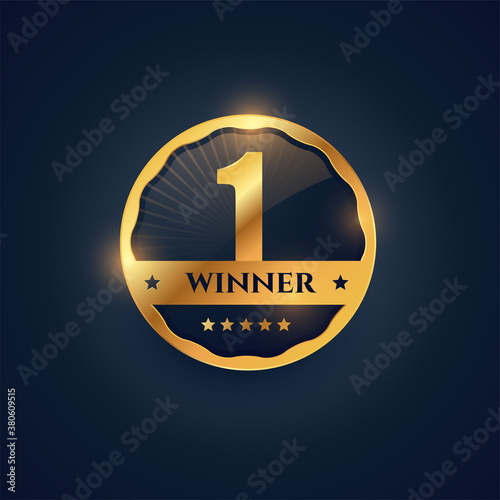 number one winner label in golden badge style