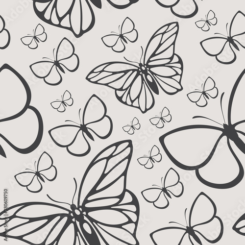 Seamless pattern with butterflies. Vector illustration for print or textile.