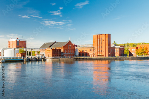 Kouvola, Finland - 15 September 2020: Old red brick buildings of Upm factory in Kuusankoski. © Elena Noeva