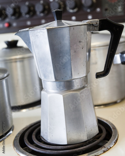 Obraz na płótnie Vintage coffee percolator shot at an angle