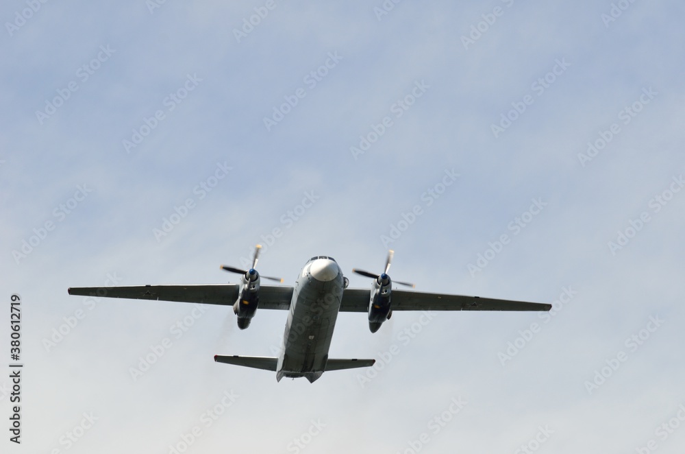 Holiday on May 9, Victory Day. Flying plane over houses. The city of Murmansk. Holiday on May 9, Victory Day. Flying plane over houses. The city of Murmansk.