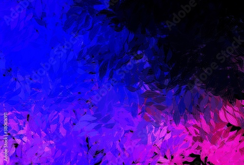 Dark Pink  Blue vector abstract pattern with leaves.