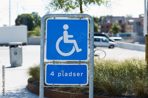 Closeup of a handicap parking sign