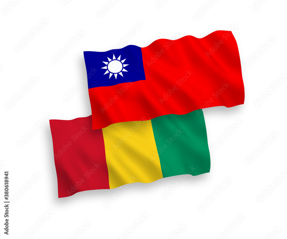 Flags of Guinea and Taiwan on a white background Flags of Guinea and Taiwan on a white background