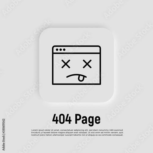 404 page thin line icon. Page not found. Vector illustration.