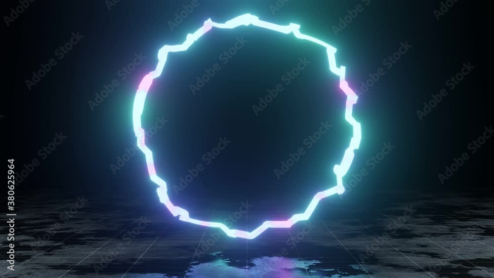 Abstract ring shape moving like sparkle electric with blank space at ...