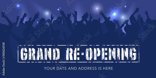 Grand opening or re opening vector background with people