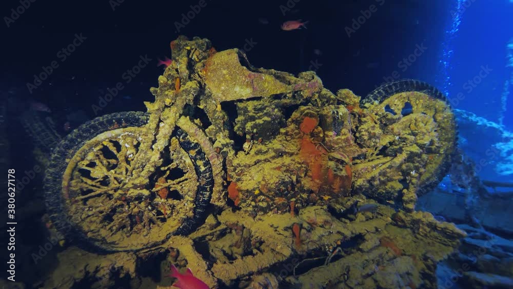 SS Thistlegorm was a British armed Merchant Navy.  BSA motorcycles. wreck diving in the red sea. Sharm el Sheikh, Egypt, Sinai.