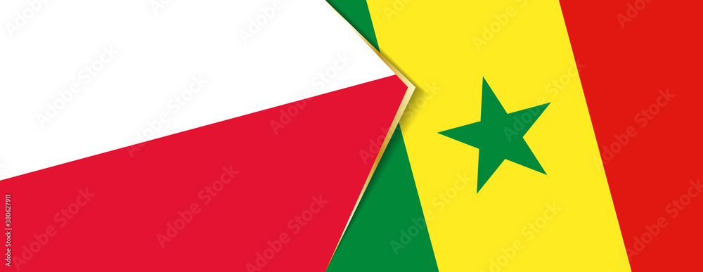 Poland and Senegal flags, two vector flags. Poland and Senegal flags, two vector flags.