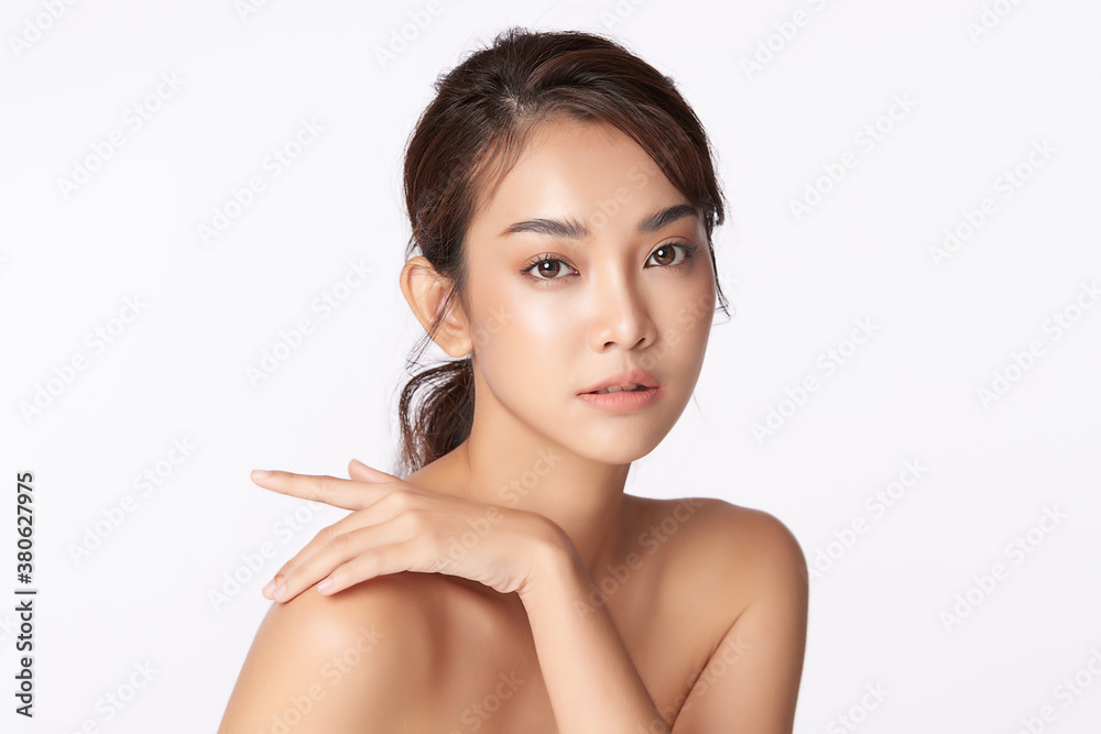 Beautiful young asian woman with clean fresh skin on white background, Face care, Facial treatment, Cosmetology, beauty and spa, Asian women portrait Beautiful young asian woman with clean fresh skin on white background, Face care, Facial treatment, Cosmetology, beauty and spa, Asian women portrait