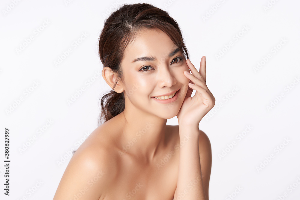 Beautiful young asian woman with clean fresh skin on white background, Face care, Facial treatment, Cosmetology, beauty and spa, Asian women portrait Beautiful young asian woman with clean fresh skin on white background, Face care, Facial treatment, Cosmetology, beauty and spa, Asian women portrait