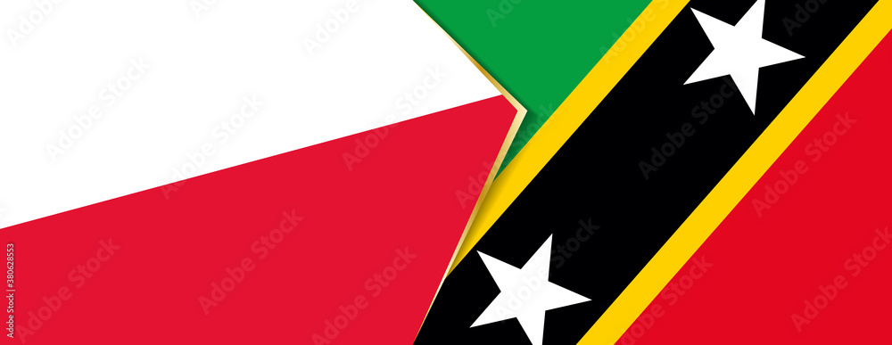 Poland and Saint Kitts and Nevis flags, two vector flags. Poland and Saint Kitts and Nevis flags, two vector flags.