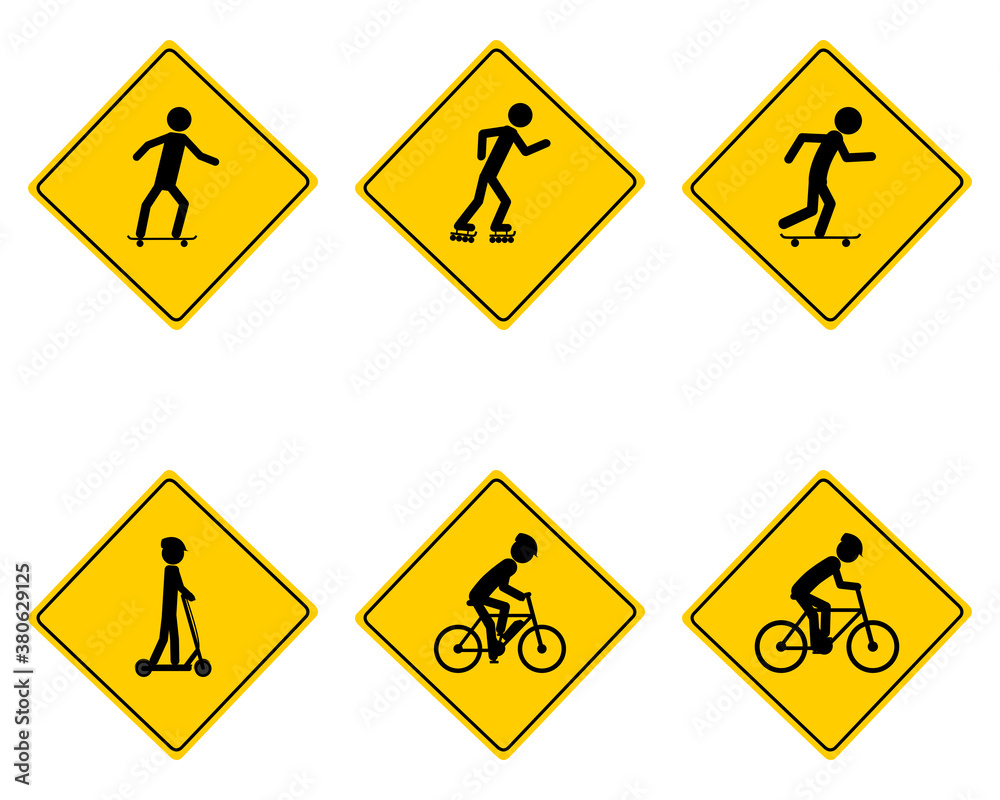 Verkehrsschild für verschiedene Sportarten Verkehrsschild für verschiedene Sportarten