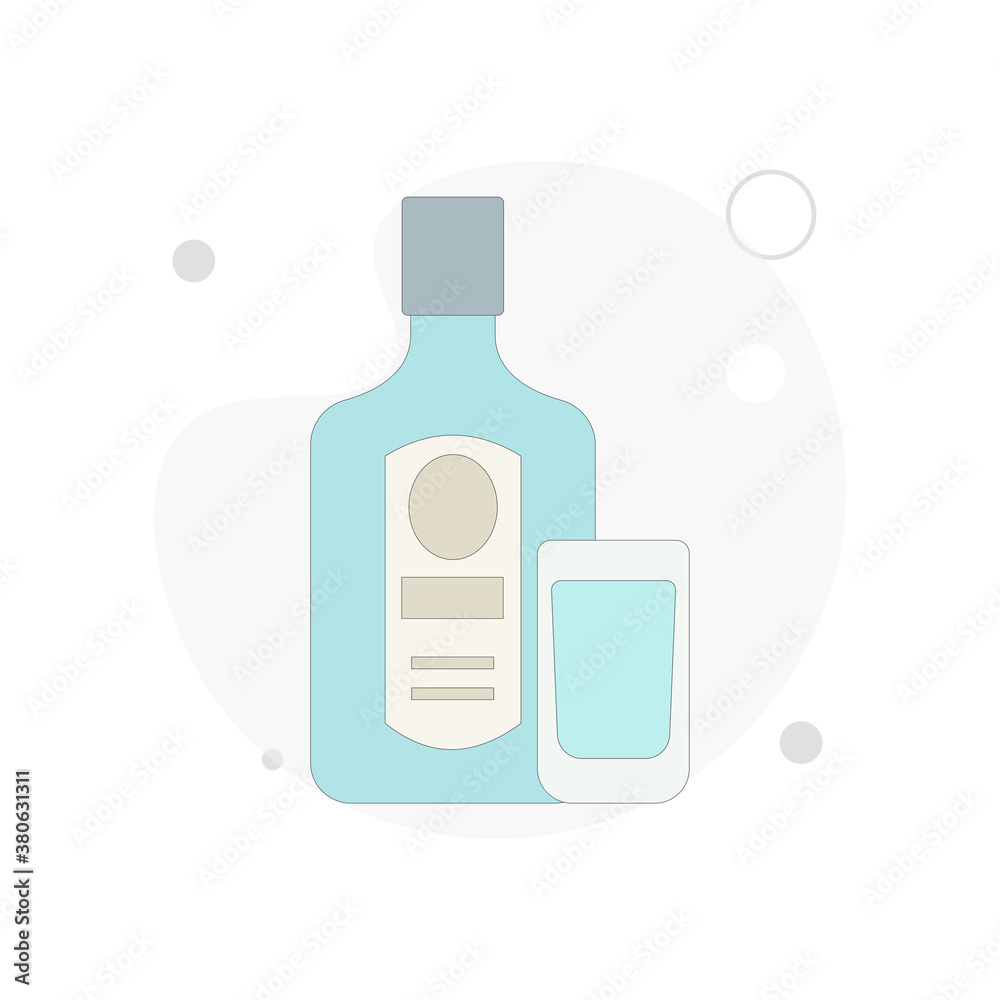 gin bottle with glass vector flat illustration on white background gin bottle with glass vector flat illustration on white background