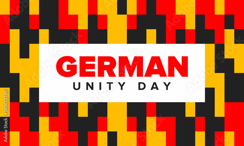 German Unity Day. Celebrated annually on October 3 in Germany. Happy national holiday of unity, freedom and reunification. Deutsch flag. Patriotic poster design. Vector illustration