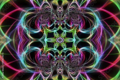 Abstract multicolored fractal neon background © vvicca