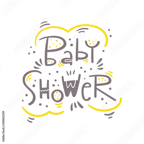 Baby shower hand drawn modern lettering - Announcement banner, card - Gender reveal party - Vector illustration isolated on white background