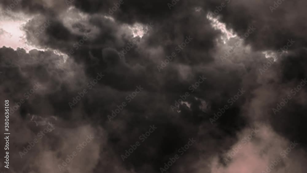 Cumulus clouds, dark brown clouds moving with thunderstorms striking inside Cumulus clouds, dark brown clouds moving with thunderstorms striking inside