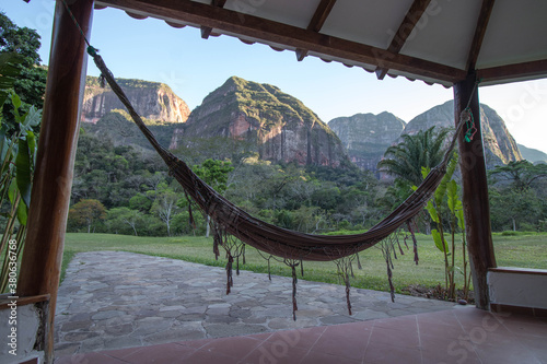 paraguayan hammock in a lodge in the amboro reserve photo