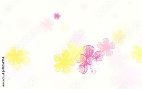 Light Red, Yellow vector natural backdrop with flowers.