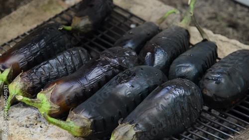 Wallpaper Mural baking eggplant on a grill Torontodigital.ca