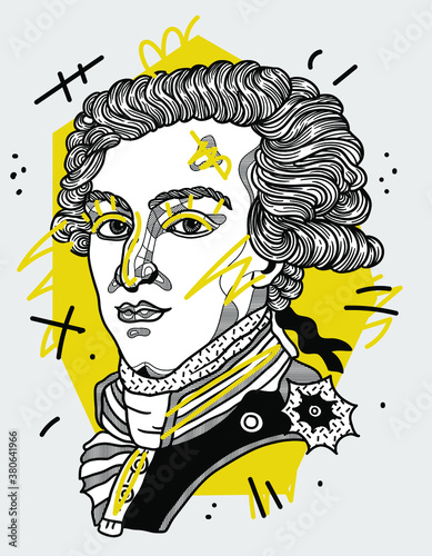 Tela Creative geometric yellow style. Marquis de Lafayette.