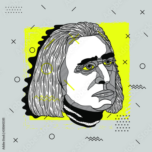 Creative geometric yellow style. Franz Liszt.