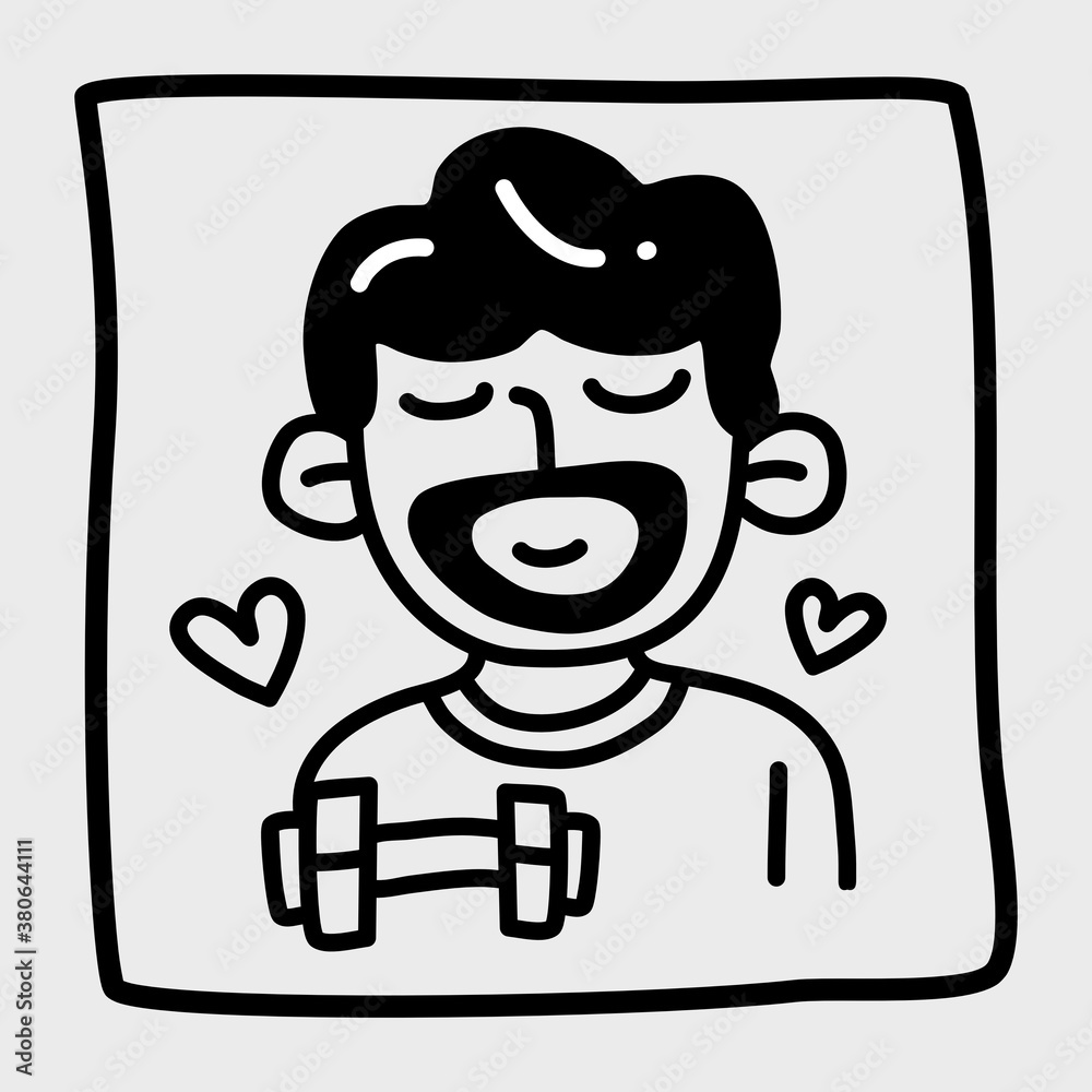 Avatar doodle in trendy hand drawn style. Black and white vector illustration. Avatar doodle in trendy hand drawn style. Black and white vector illustration.