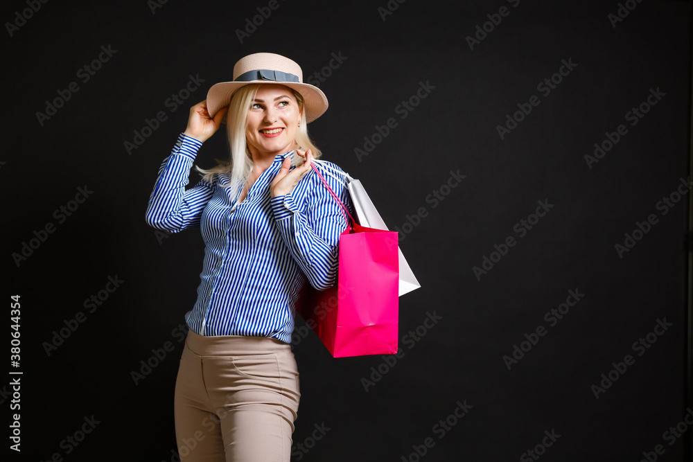 woman with shopping bags on black friday woman with shopping bags on black friday