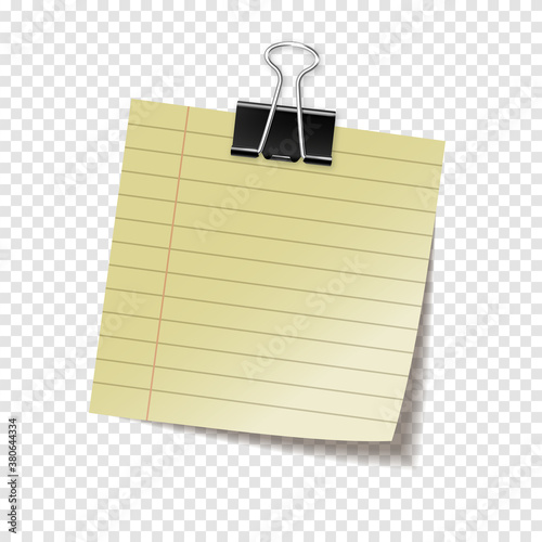 Realistic sticky note sheet. Blank lined paper. Vector illustration.