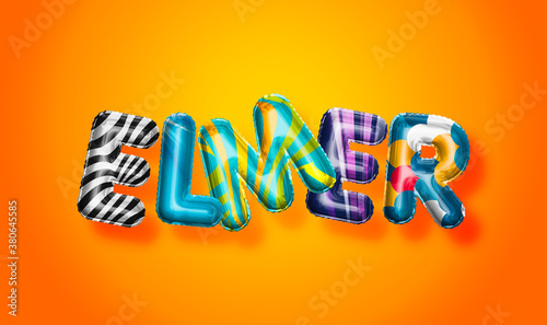 Elmer male name, colorful letter balloons background photo