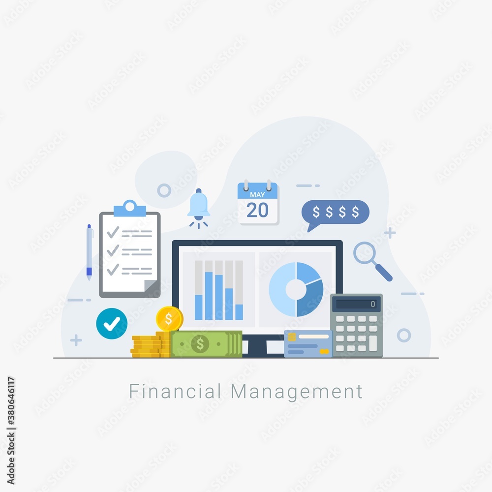 Financial management and analysis design concept. Return on investment and budget planning vector flat
illustration Financial management and analysis design concept. Return on investment and budget planning vector flat
illustration