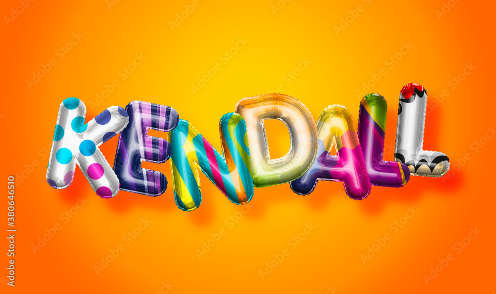 Kendall female name, colorful letter balloons background Kendall female name, colorful letter balloons background