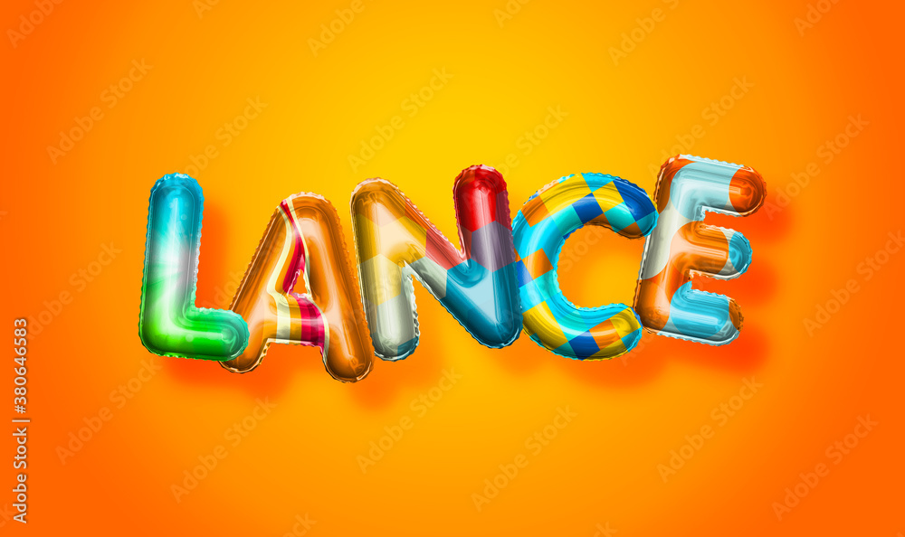 Lance male name, colorful letter balloons background Lance male name, colorful letter balloons background