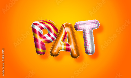 Pat female name, colorful letter balloons background © psdgraphicscom