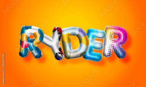 Obraz na płótnie Ryder male name, colorful letter balloons background