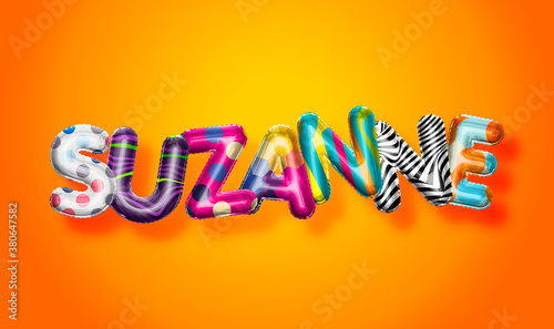 Obraz na plátně Suzanne female name, colorful letter balloons background