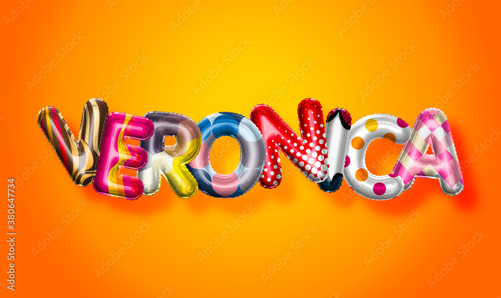Veronica female name, colorful letter balloons background Veronica female name, colorful letter balloons background