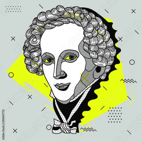 Creative geometric yellow style. Jakob Ludwig Felix Mendelssohn Bartholdy. photo