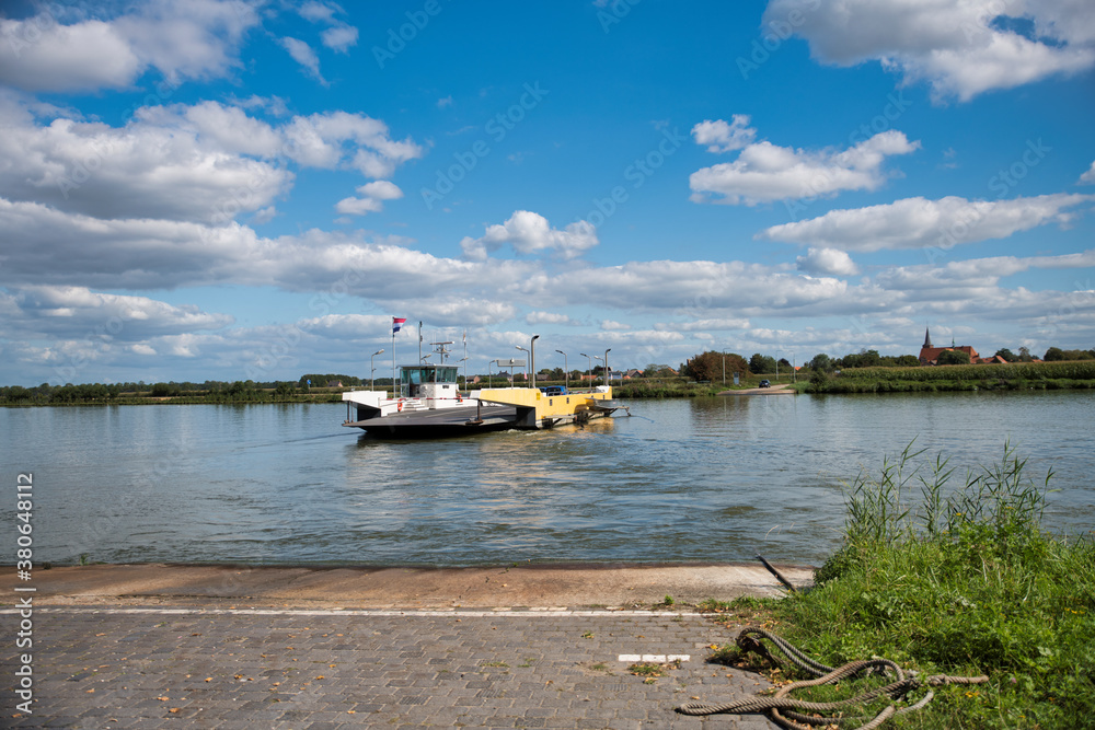 ferry across the river Maas from vlieringsbeek to bergen