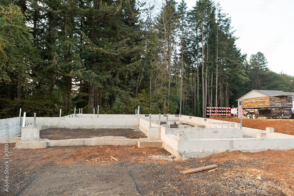 Poured Concrete Foundation for New Home Construction